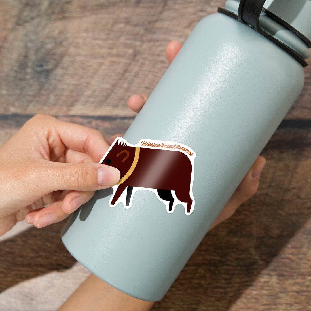 Chiricahua National Monument, Arizona, Javelina, Geometric, Contour, Lantern Press Artwork, Vinyl Sticker - Lantern Press