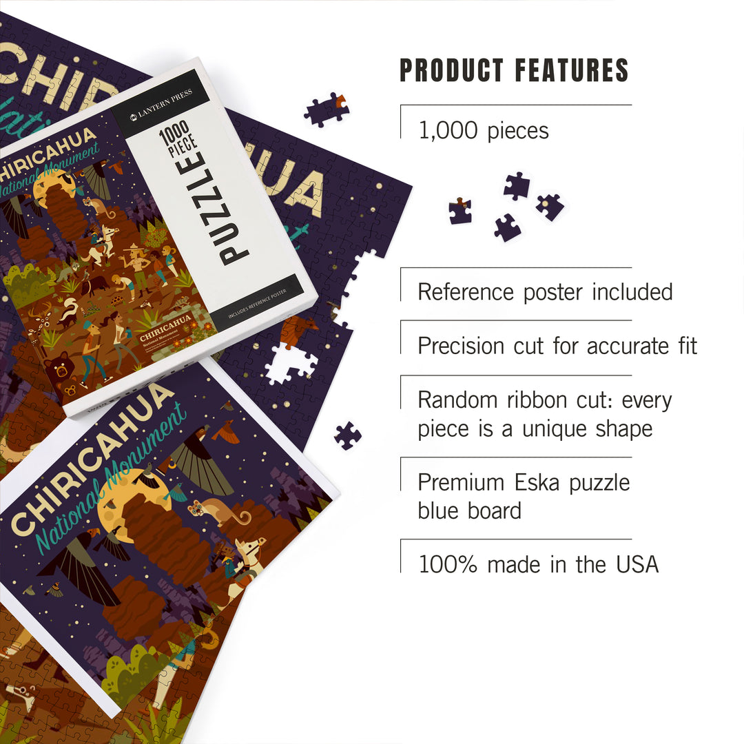 Chiricahua National Monument, Arizona, Night Scene, Geometric, Jigsaw Puzzle Puzzle Lantern Press