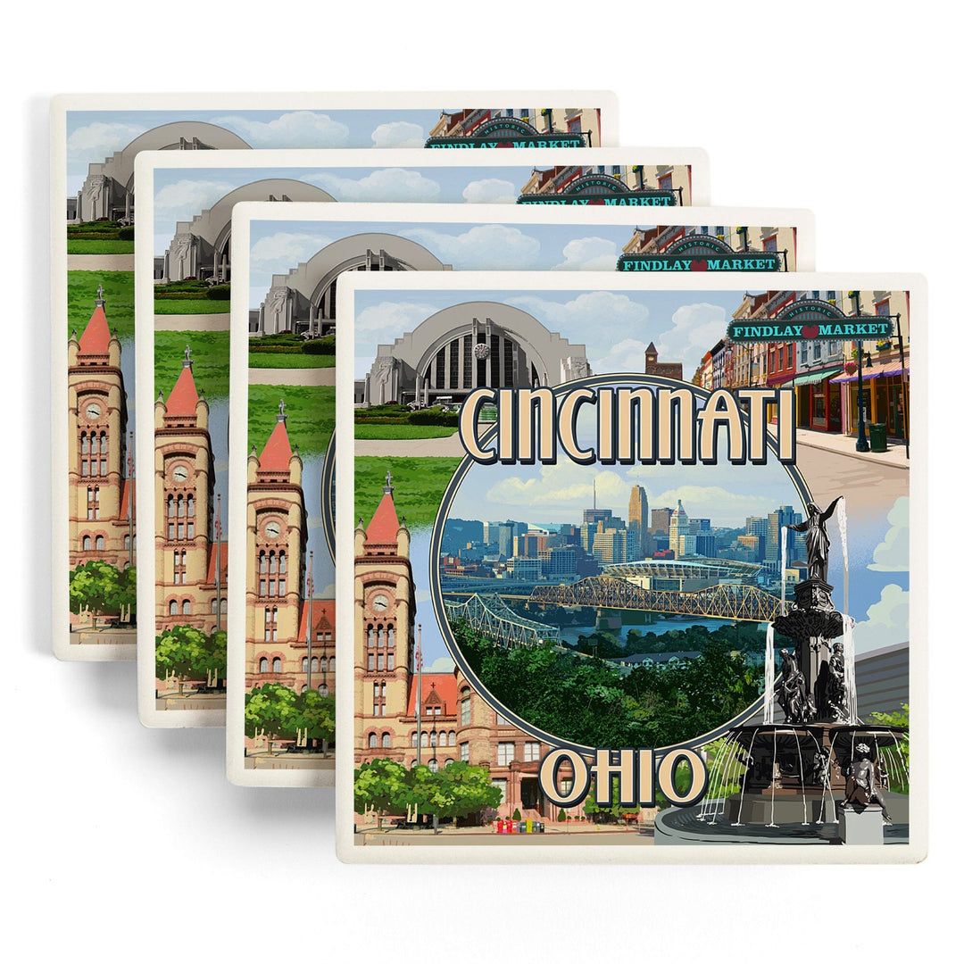 Cincinnati, Ohio, Montage Scenes, Coasters Coasters Lantern Press