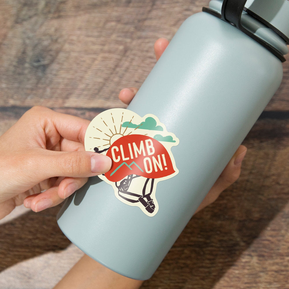 Climbing, Climb On, Contour, Lantern Press Artwork, Vinyl Sticker - Lantern Press