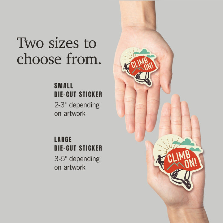 Climbing, Climb On, Contour, Lantern Press Artwork, Vinyl Sticker - Lantern Press