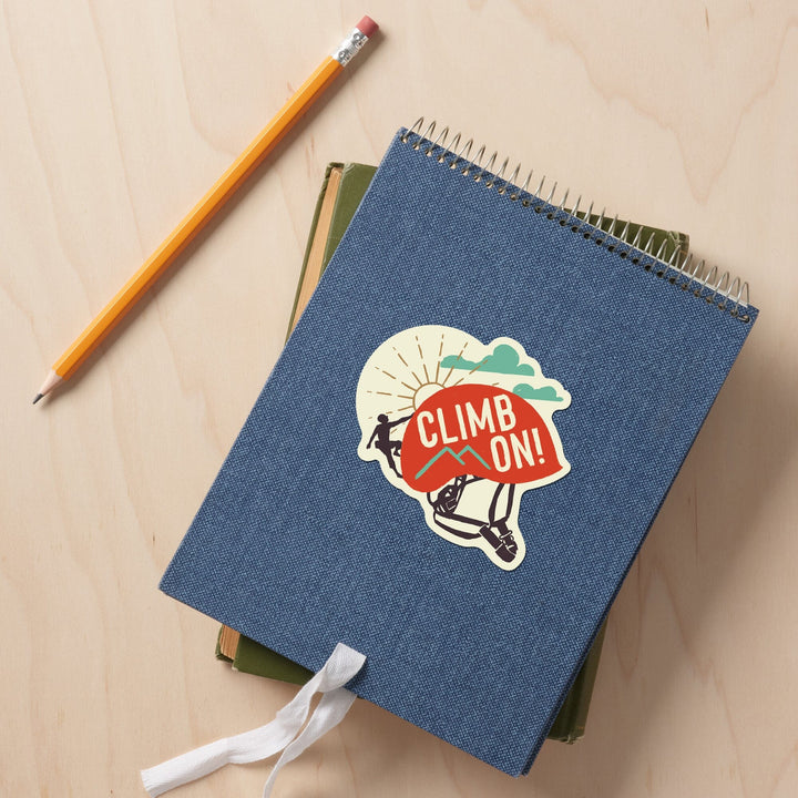 Climbing, Climb On, Contour, Lantern Press Artwork, Vinyl Sticker - Lantern Press