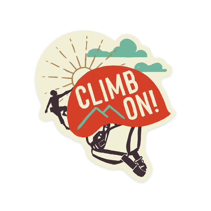 Climbing, Climb On, Contour, Lantern Press Artwork, Vinyl Sticker - Lantern Press