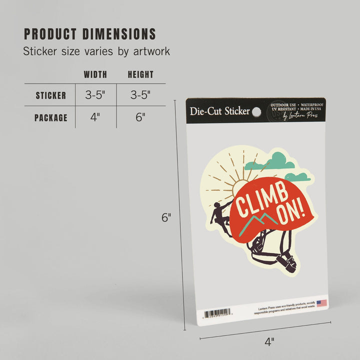 Climbing, Climb On, Contour, Lantern Press Artwork, Vinyl Sticker - Lantern Press