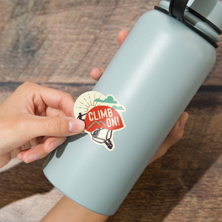 Climbing, Climb On, Contour, Lantern Press Artwork, Vinyl Sticker - Lantern Press