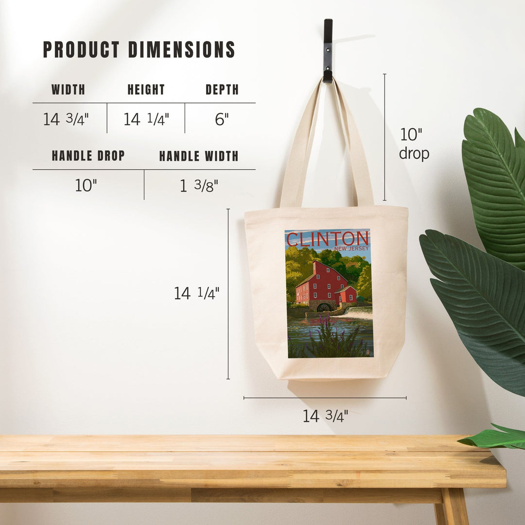 Clinton, New Jersey, Tote Bag Totes Lantern Press