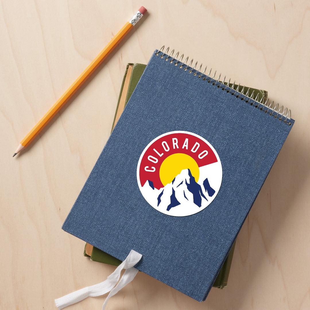 Colorado, C & Mountains, Contour, Lantern Press Artwork, Vinyl Sticker - Lantern Press