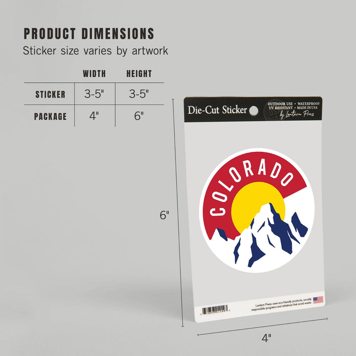 Colorado, C & Mountains, Contour, Lantern Press Artwork, Vinyl Sticker - Lantern Press