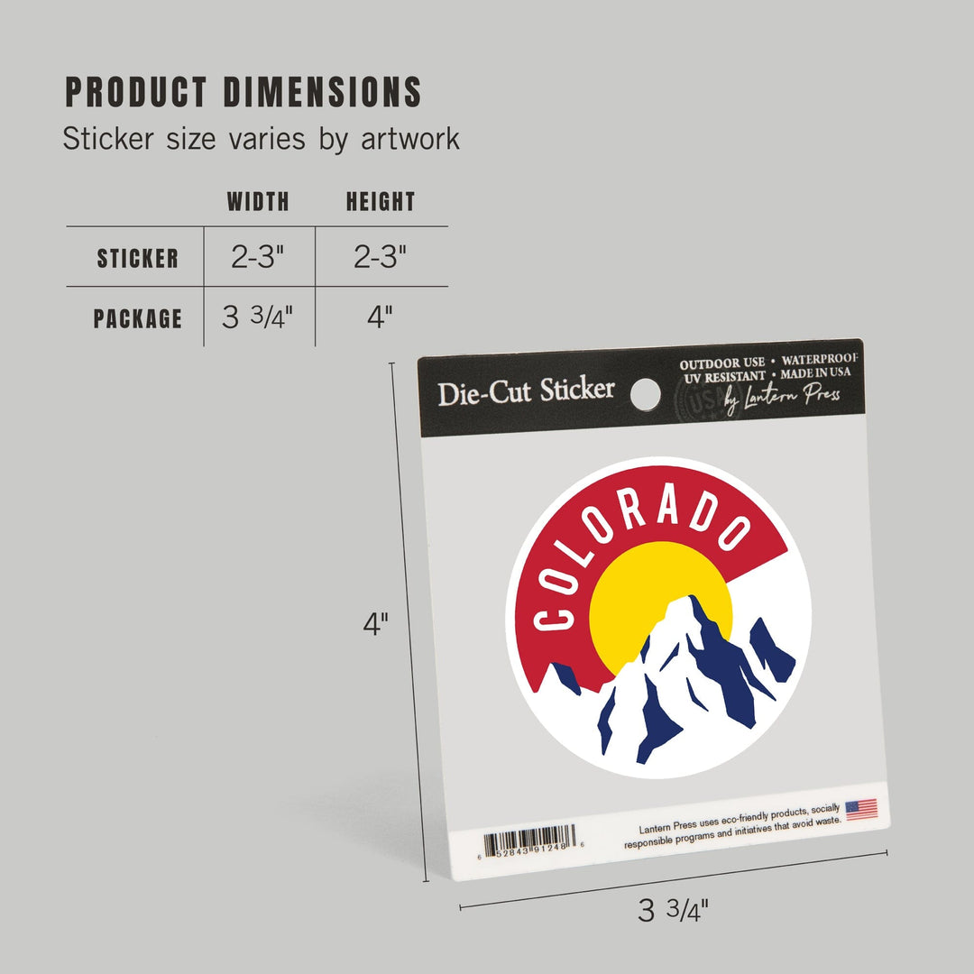 Colorado, C & Mountains, Contour, Lantern Press Artwork, Vinyl Sticker - Lantern Press