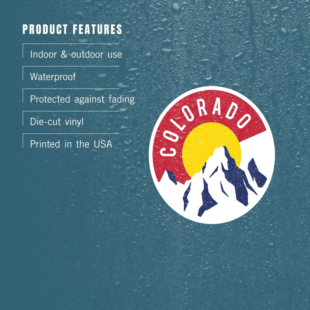Colorado, C & Mountains, Contour, Lantern Press Artwork, Vinyl Sticker - Lantern Press