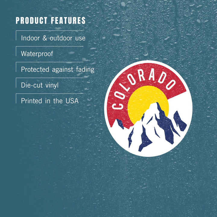 Colorado, C & Mountains, Contour, Lantern Press Artwork, Vinyl Sticker - Lantern Press