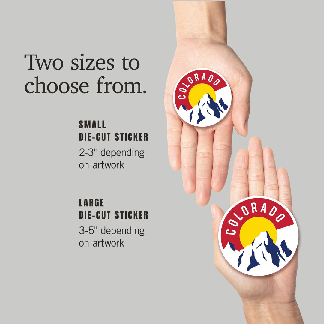 Colorado, C & Mountains, Contour, Lantern Press Artwork, Vinyl Sticker - Lantern Press