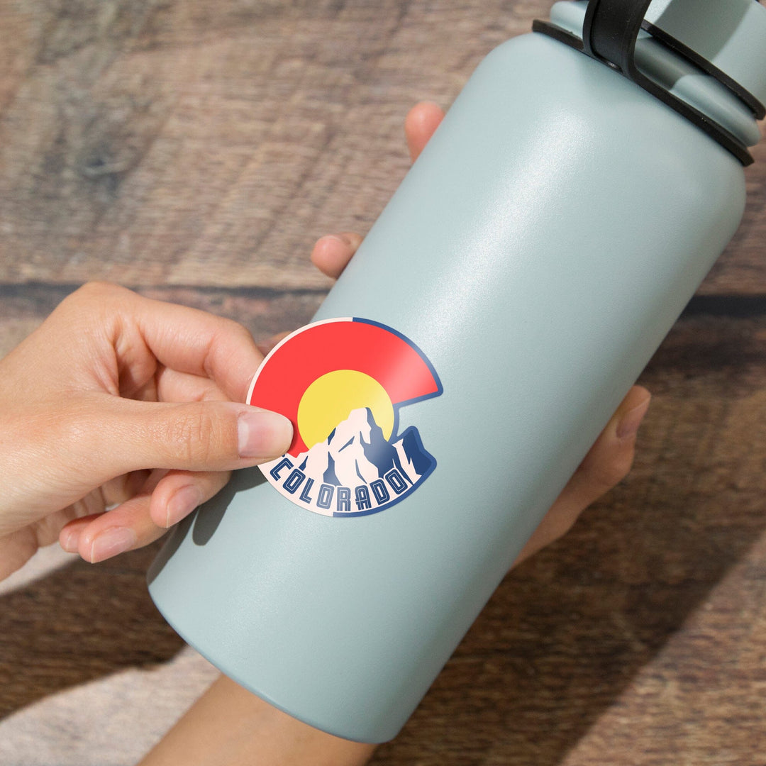 Colorado, Emblem, Contour, Vinyl Sticker - Lantern Press