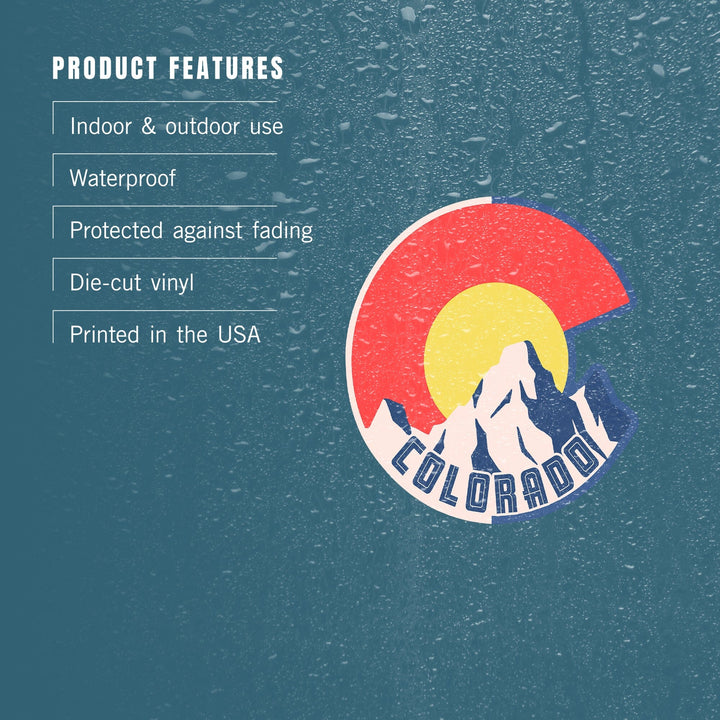 Colorado, Emblem, Contour, Vinyl Sticker - Lantern Press