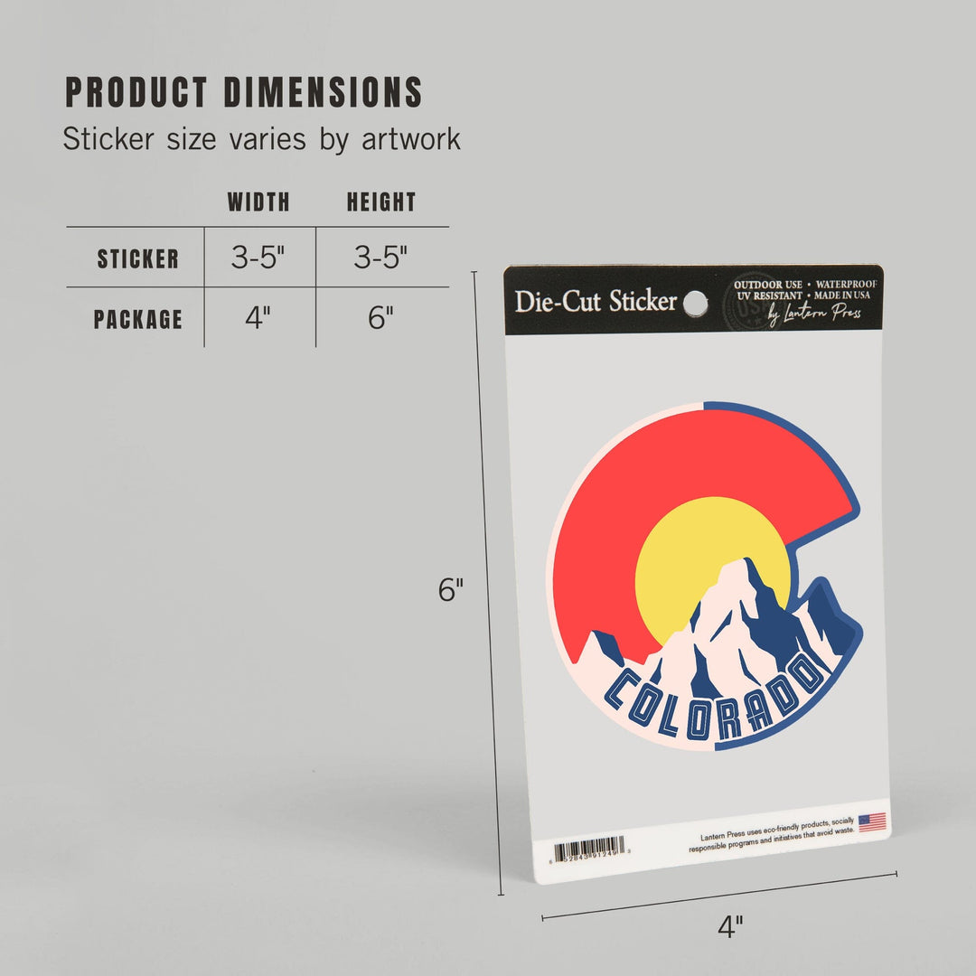 Colorado, Emblem, Contour, Vinyl Sticker - Lantern Press