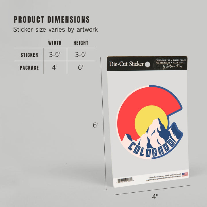 Colorado, Emblem, Contour, Vinyl Sticker - Lantern Press