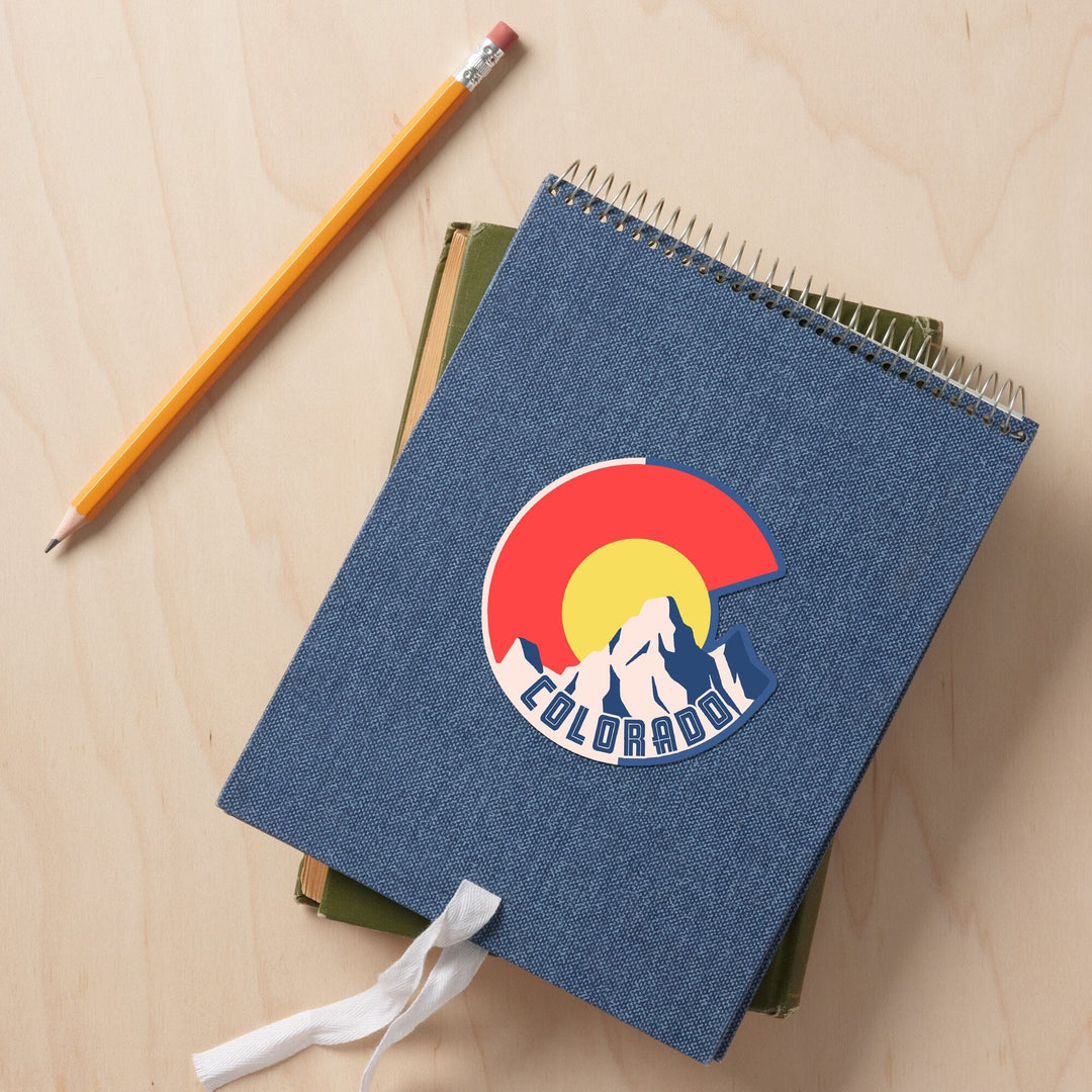 Colorado, Emblem, Contour, Vinyl Sticker - Lantern Press