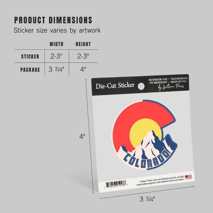 Colorado, Emblem, Contour, Vinyl Sticker - Lantern Press