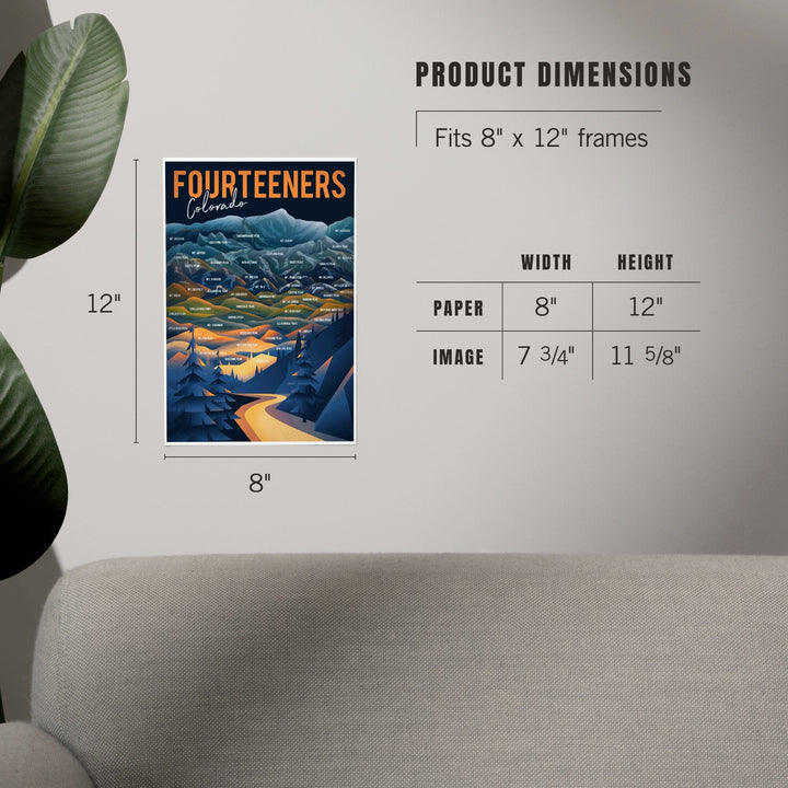 Colorado, Fourteeners, Mountain Range and Names, Art & Giclee Prints - Lantern Press