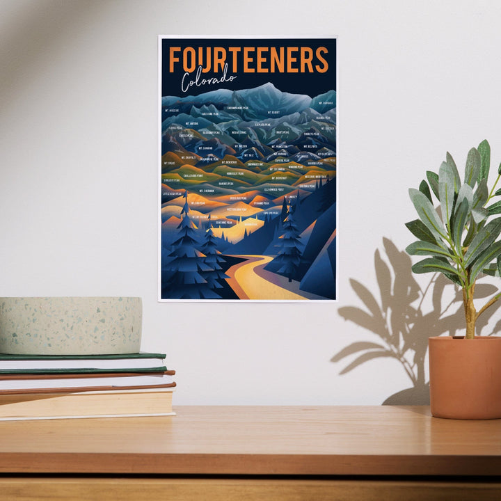 Colorado, Fourteeners, Mountain Range and Names, Art & Giclee Prints - Lantern Press