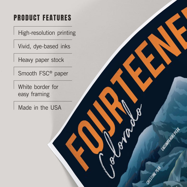Colorado, Fourteeners, Mountain Range and Names, Art & Giclee Prints - Lantern Press