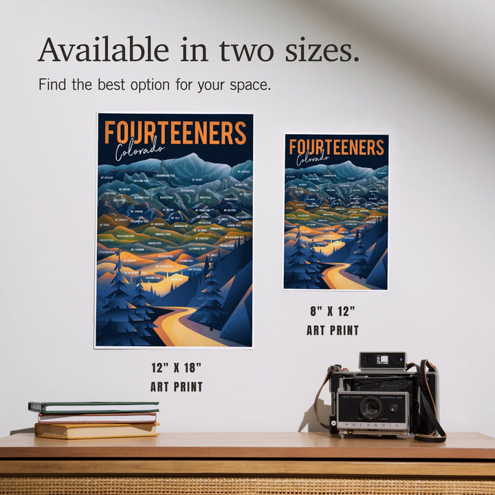 Colorado, Fourteeners, Mountain Range and Names, Art & Giclee Prints - Lantern Press