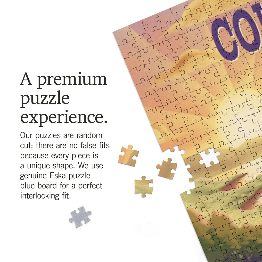 Colorado, Lithograph, Bear and Spring Flowers, Lake, Jigsaw Puzzle Puzzle Lantern Press