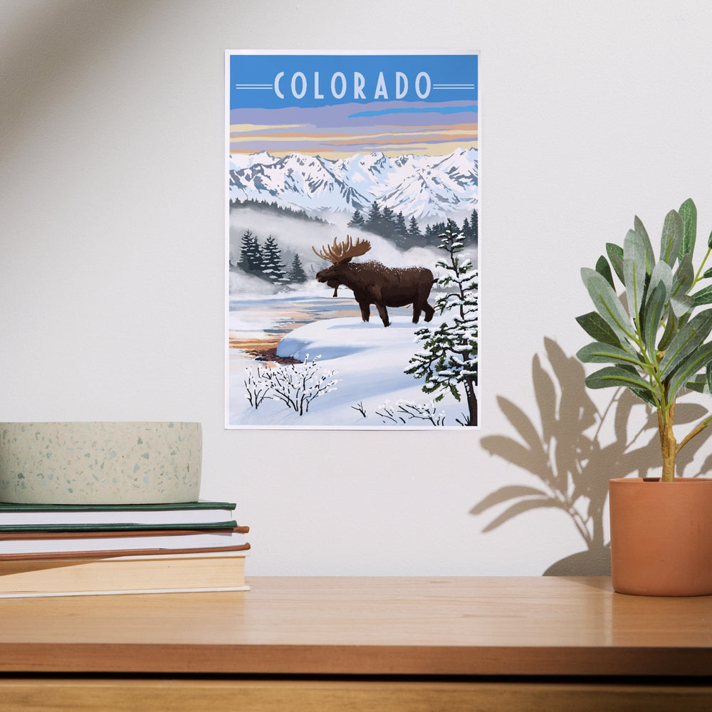 Colorado, Moose, Winter Scene, Art & Giclee Prints - Lantern Press