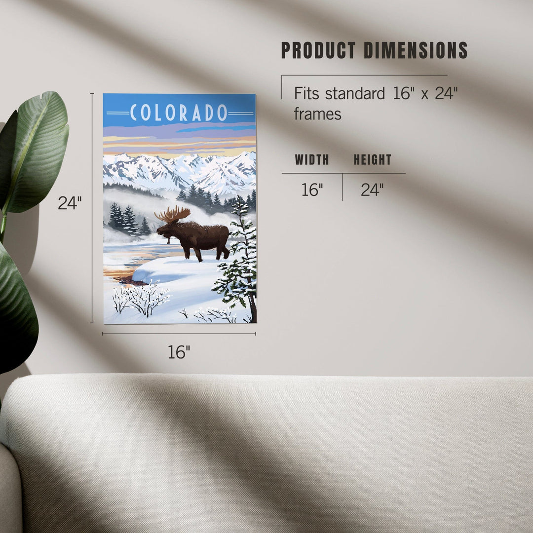 Colorado, Moose, Winter Scene, Art & Giclee Prints - Lantern Press