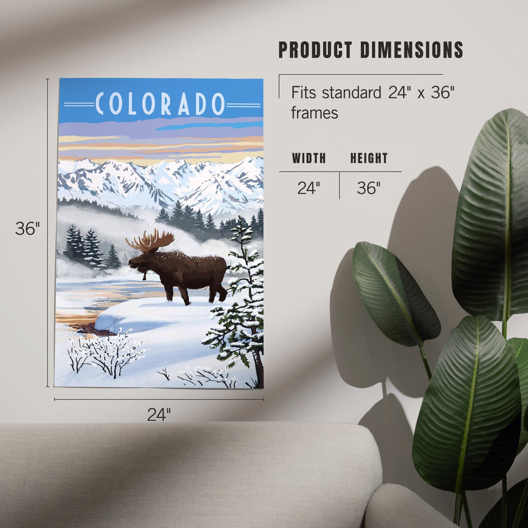 Colorado, Moose, Winter Scene, Art & Giclee Prints - Lantern Press