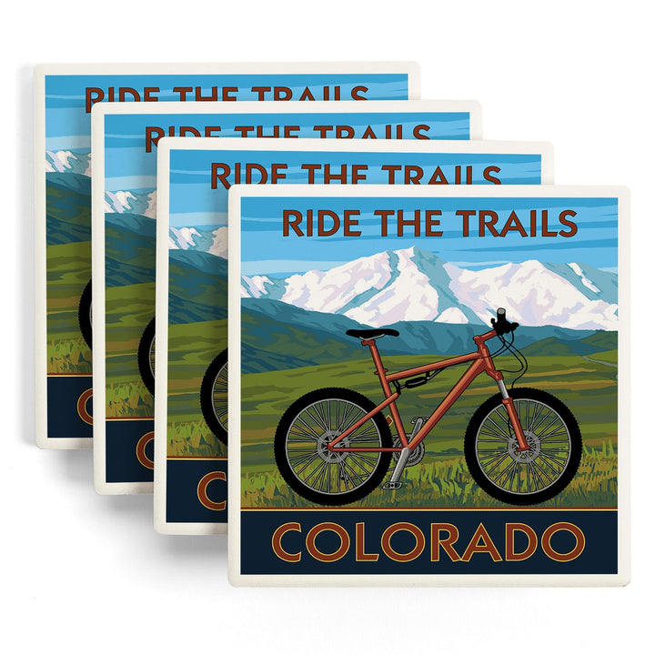 Colorado, Mountain Bike, Coasters Coasters Lantern Press