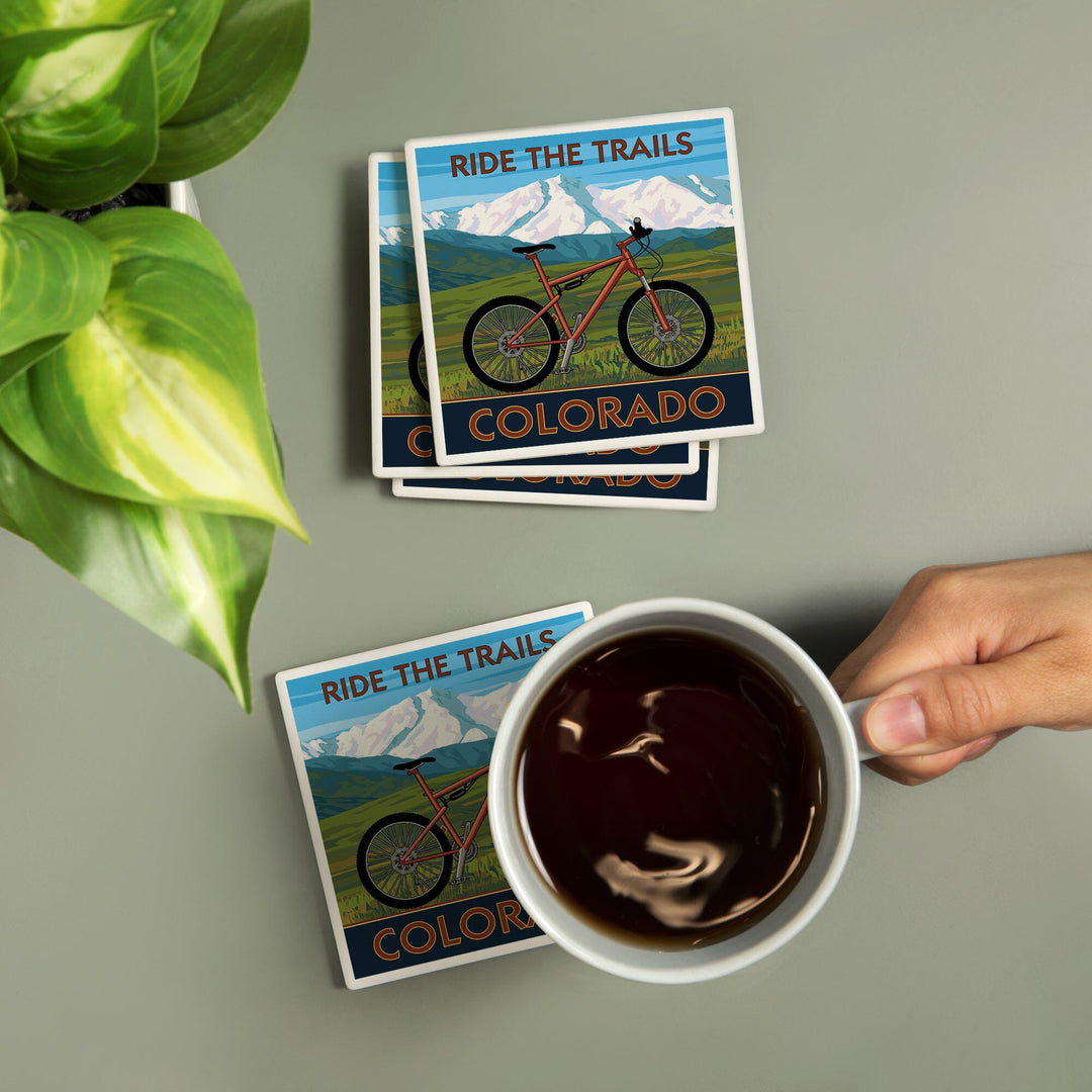 Colorado, Mountain Bike, Coasters Coasters Lantern Press