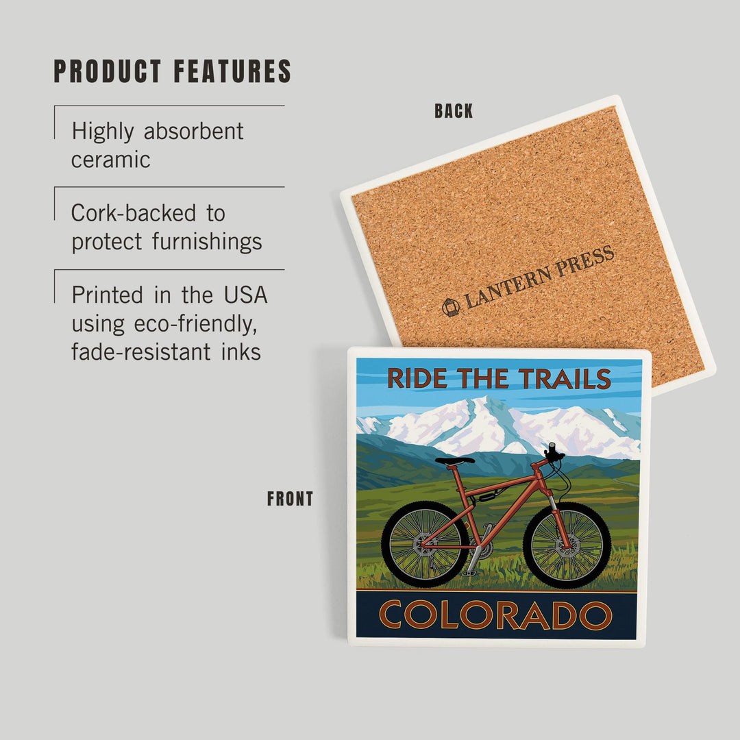 Colorado, Mountain Bike, Coasters Coasters Lantern Press