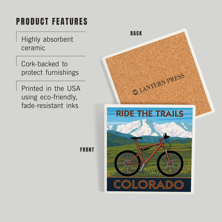 Colorado, Mountain Bike, Coasters Coasters Lantern Press