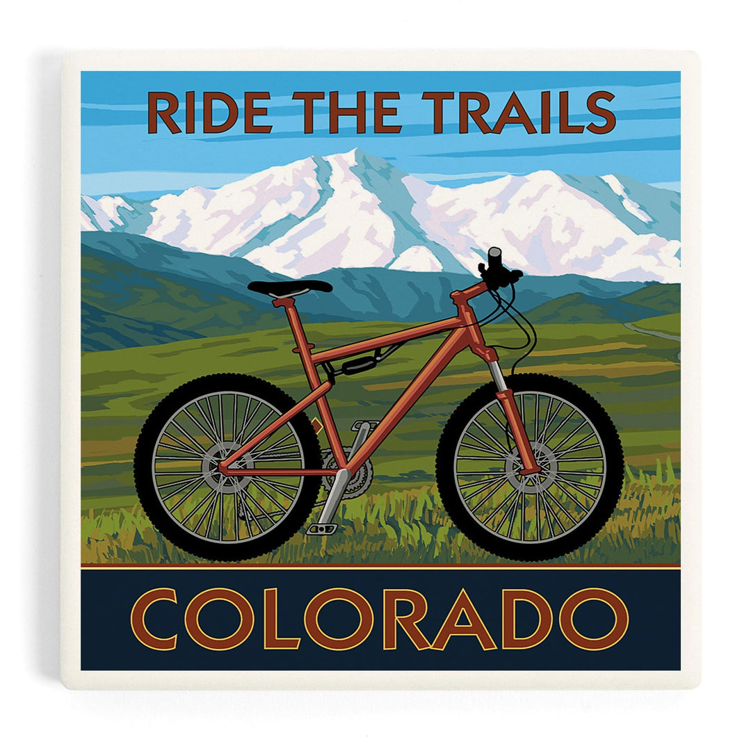 Colorado, Mountain Bike, Coasters Coasters Lantern Press Coaster