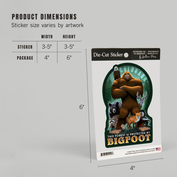 Colorado, Respect Our Wildlife, Bigfoot, Contour, Lantern Press Artwork, Vinyl Sticker - Lantern Press