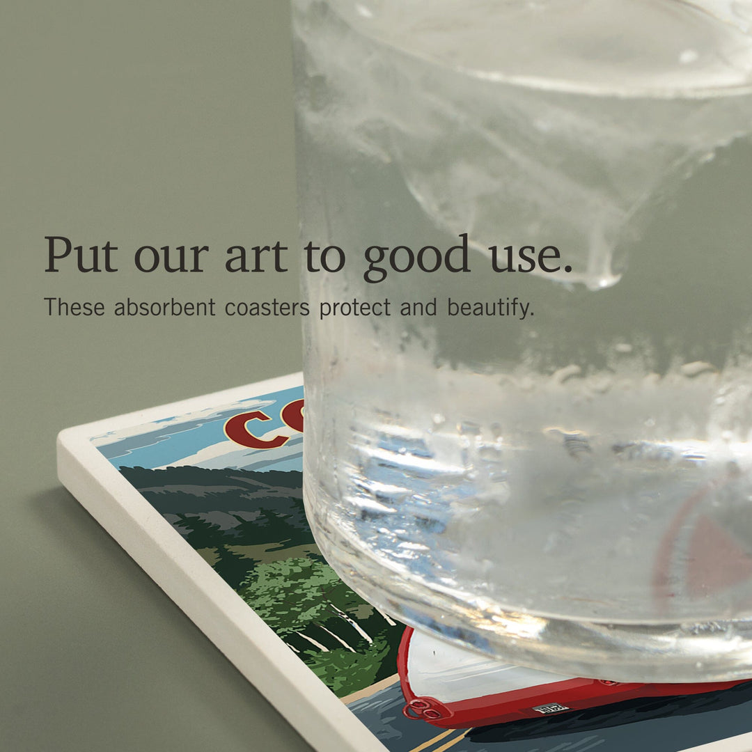 Colorado Retro Camper, Coasters Coasters Lantern Press