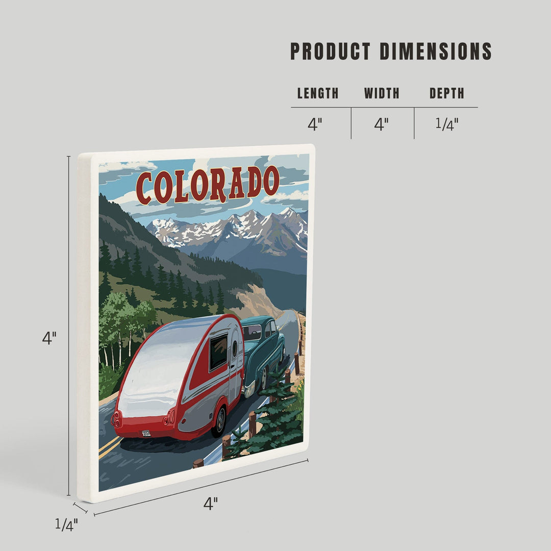 Colorado Retro Camper, Coasters Coasters Lantern Press