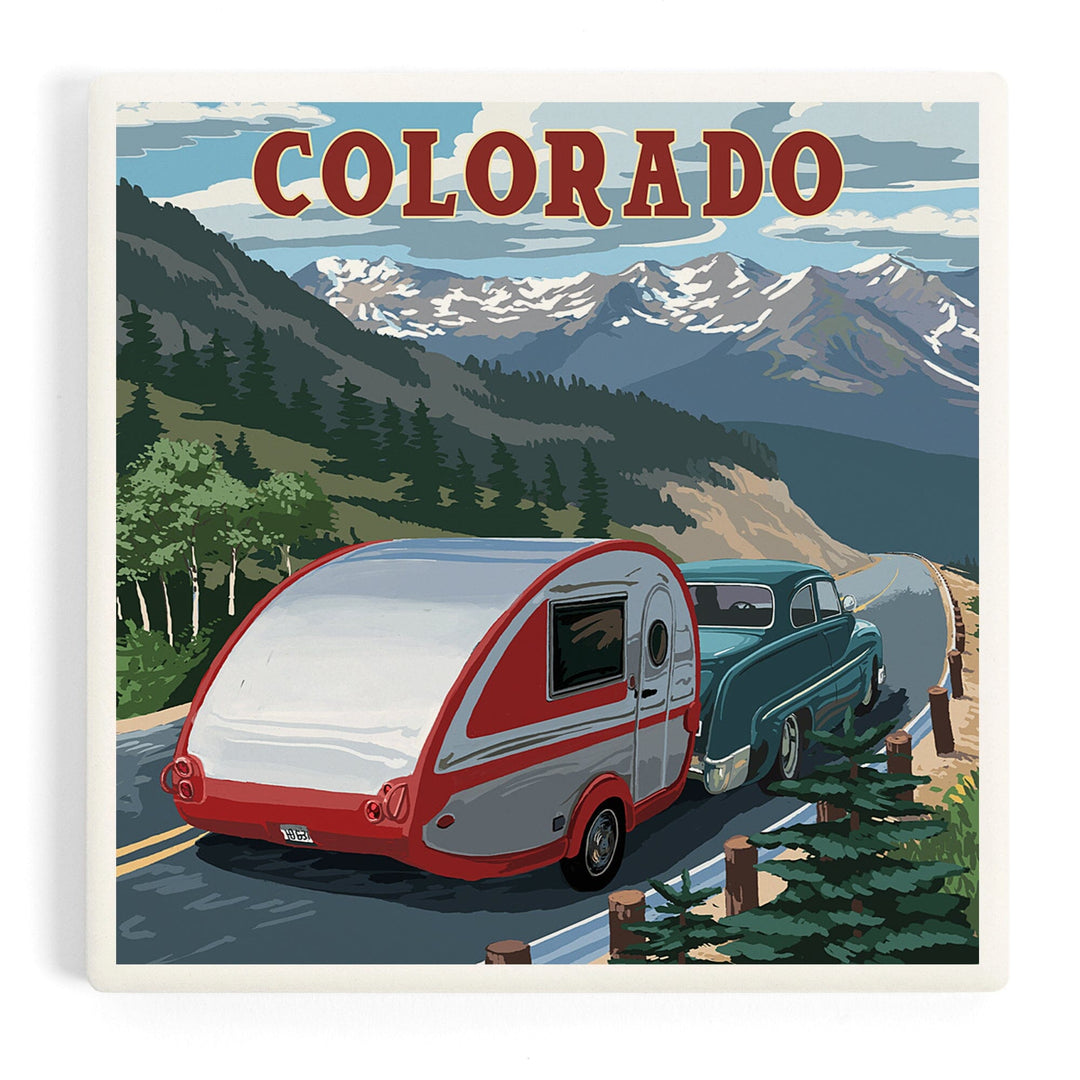 Colorado Retro Camper, Coasters Coasters Lantern Press