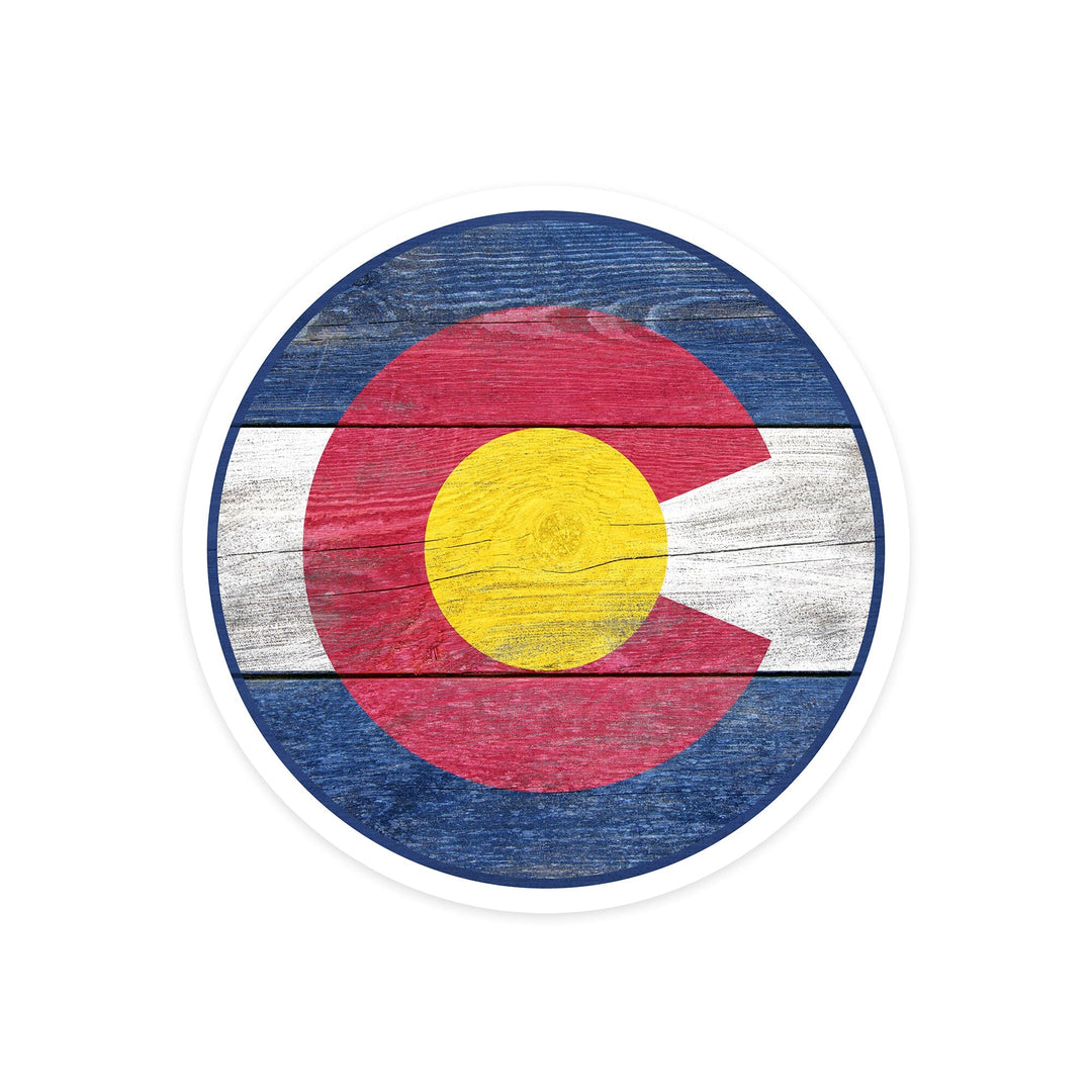 Colorado, Rustic State Flag, Contour, Lantern Press Artwork, Vinyl Sticker - Lantern Press