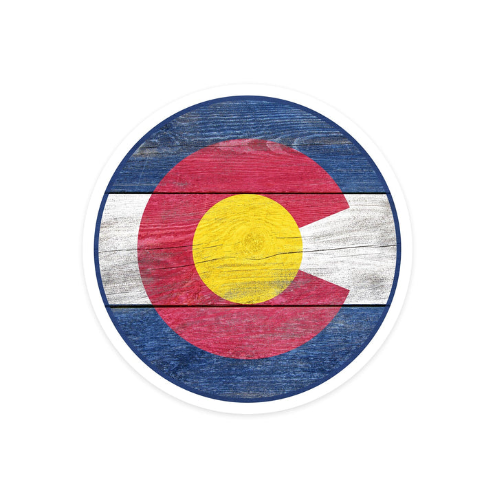 Colorado, Rustic State Flag, Contour, Lantern Press Artwork, Vinyl Sticker - Lantern Press