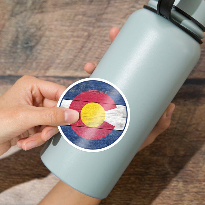 Colorado, Rustic State Flag, Contour, Lantern Press Artwork, Vinyl Sticker - Lantern Press