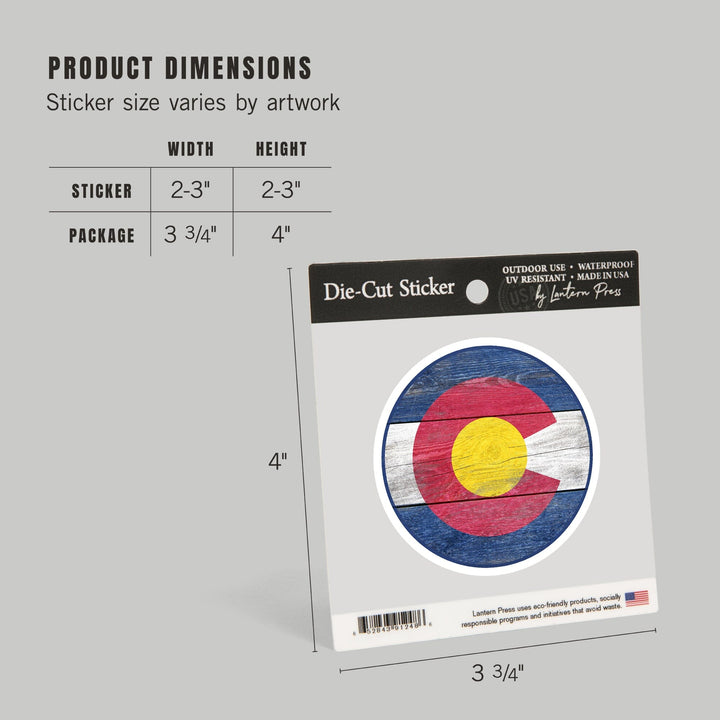 Colorado, Rustic State Flag, Contour, Lantern Press Artwork, Vinyl Sticker - Lantern Press