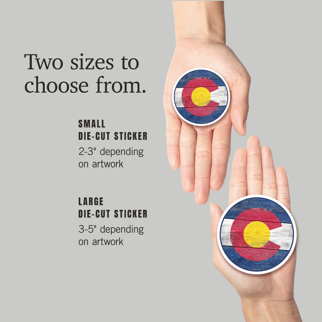 Colorado, Rustic State Flag, Contour, Lantern Press Artwork, Vinyl Sticker - Lantern Press