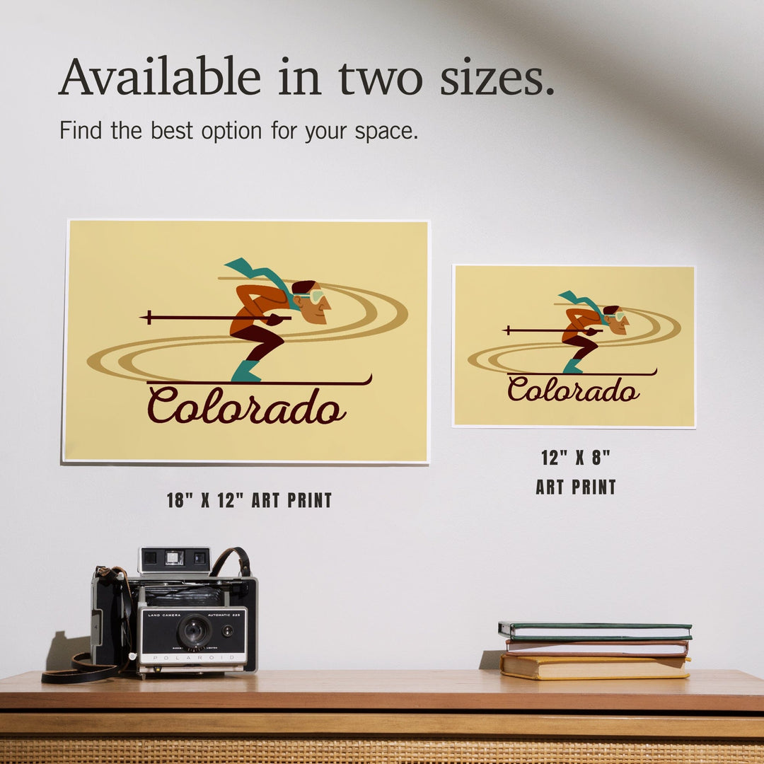 Colorado, Skiing Geometric, Art & Giclee Prints - Lantern Press
