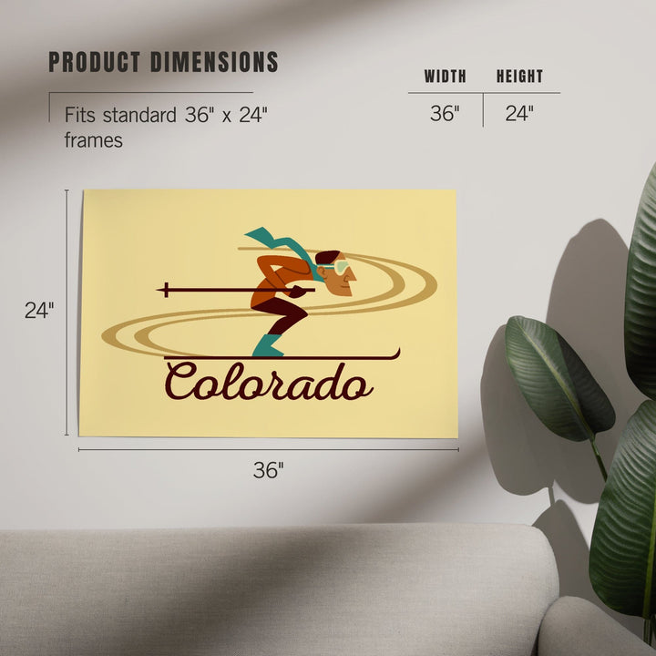Colorado, Skiing Geometric, Art & Giclee Prints - Lantern Press
