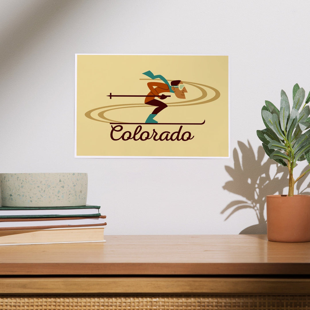 Colorado, Skiing Geometric, Art & Giclee Prints - Lantern Press
