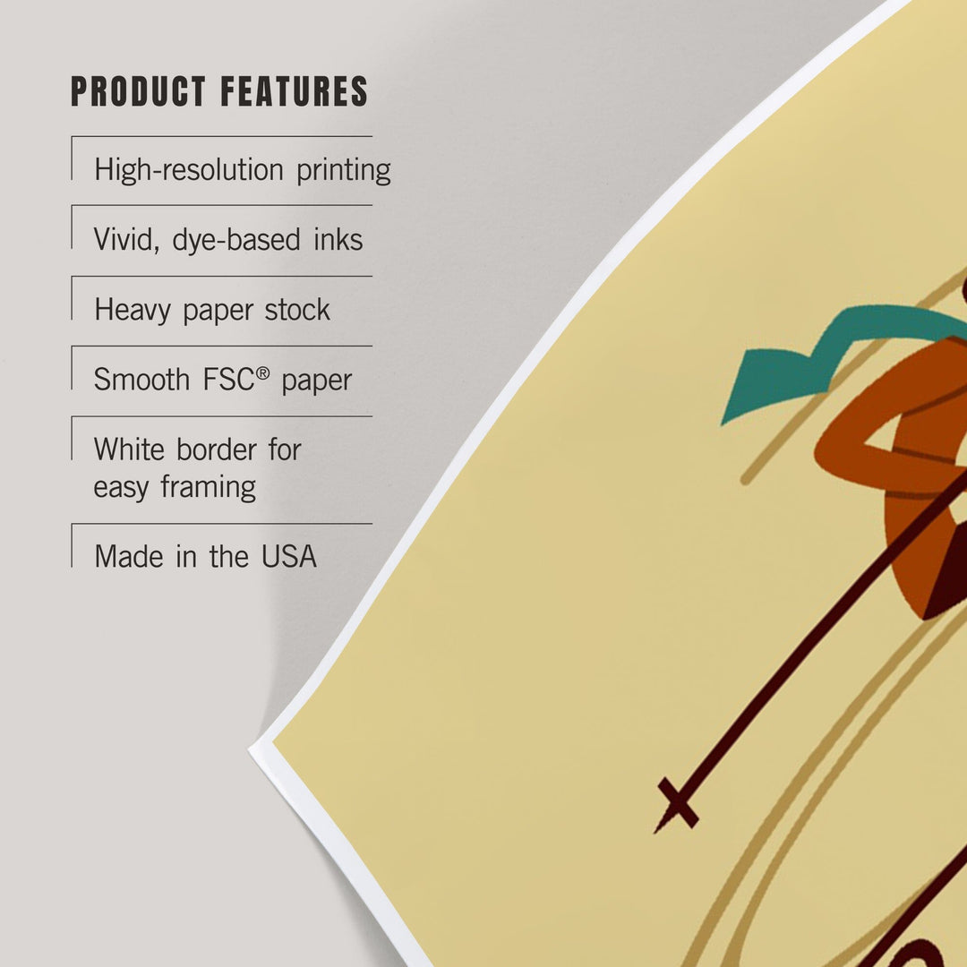 Colorado, Skiing Geometric, Art & Giclee Prints - Lantern Press