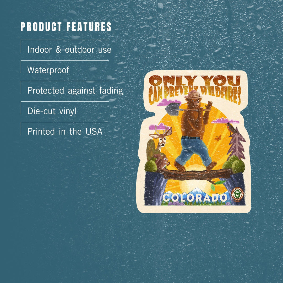 Colorado, Smokey Bear and Friends, Only You, Mid-Century Inspired, Contour Press, Vinyl Sticker Sticker Lantern Press