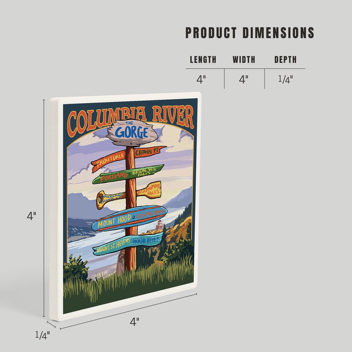 Columbia River Gorge, Oregon, Destinations Sign, Coasters Coasters Lantern Press